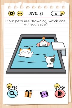 Brain Test Level 49 Your Pets Are Drowning Which One Will You Save